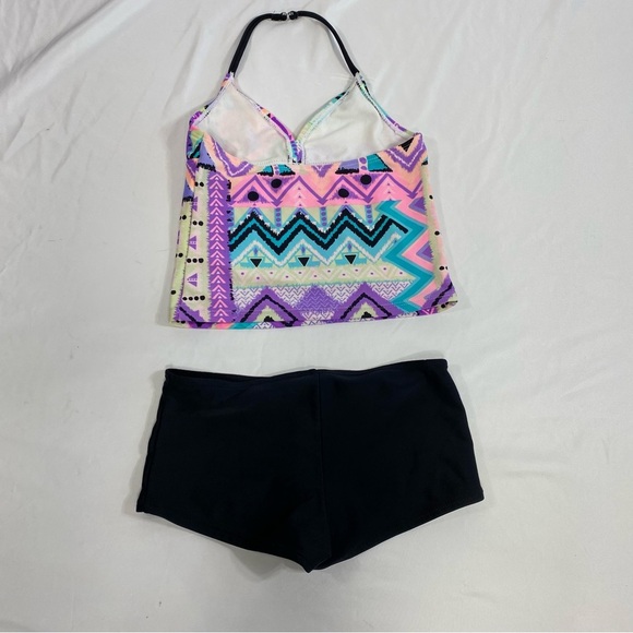 OP Girls Purple Geo Design Halter Tankini - Picture 5 of 6